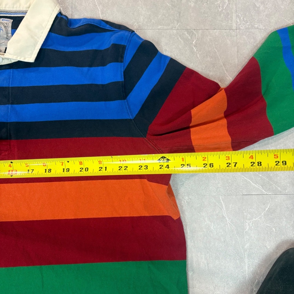 Lands End Mens Rugby Shirt XL Long Sleeve Striped Cotton Multi Color Preppy - Picture 5 of 6